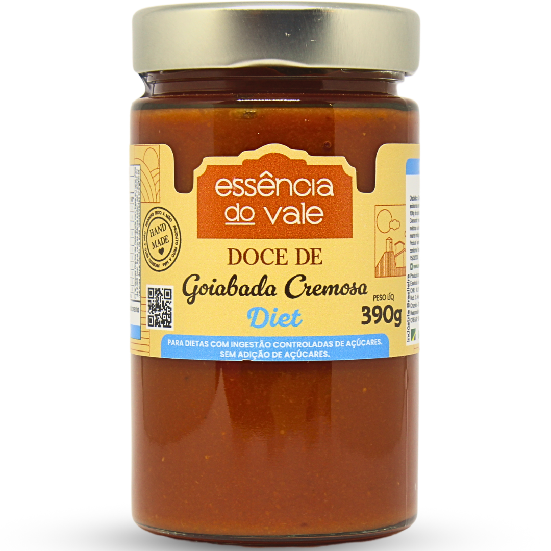 15562397611-goiabada-cremosa-diet.png Goiabada Cremosa (JAM) Diet Sem Adição de Açúcar da Essência do Vale 390g - Imagem 1