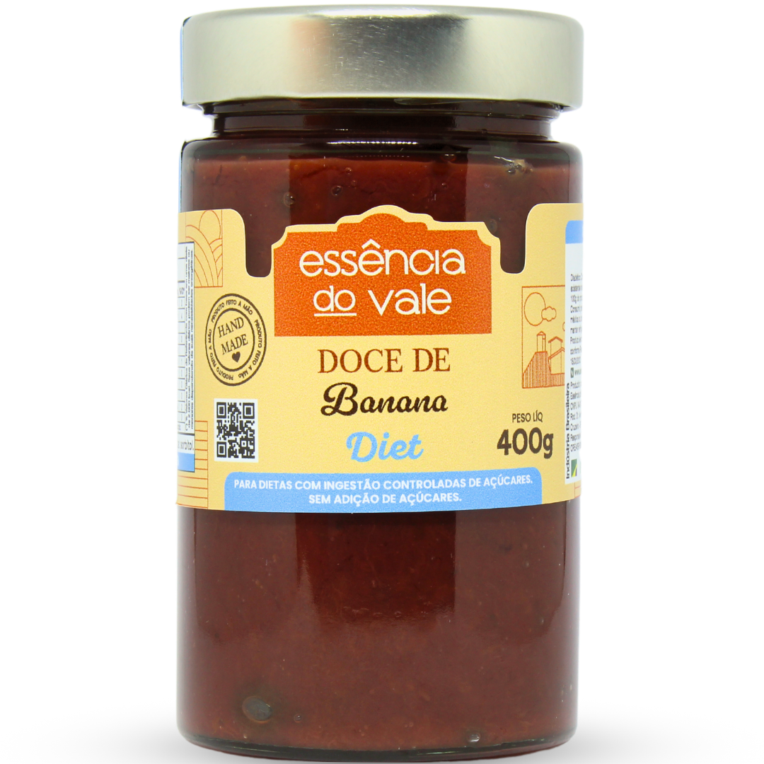 15562411176-doce-de-banana-diet.png Doce de Banana Diet Sem Adição de Açúcar da Essência do Vale 400g - Imagem 1