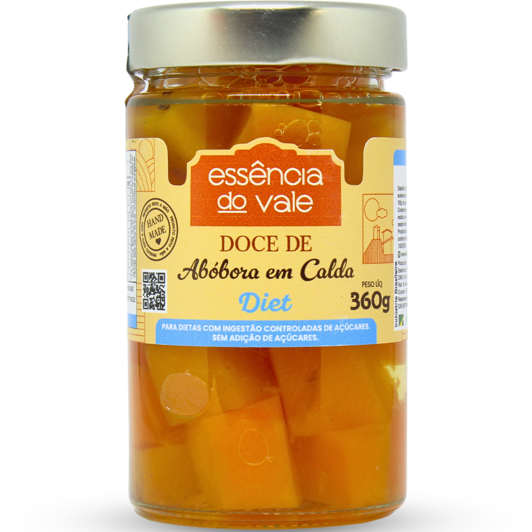 15562411703-abobora-em-calda-diet.png Doce de Abóbora em Calda Diet Sem Adição de Açúcar Essência do Vale 360g - Imagem 1