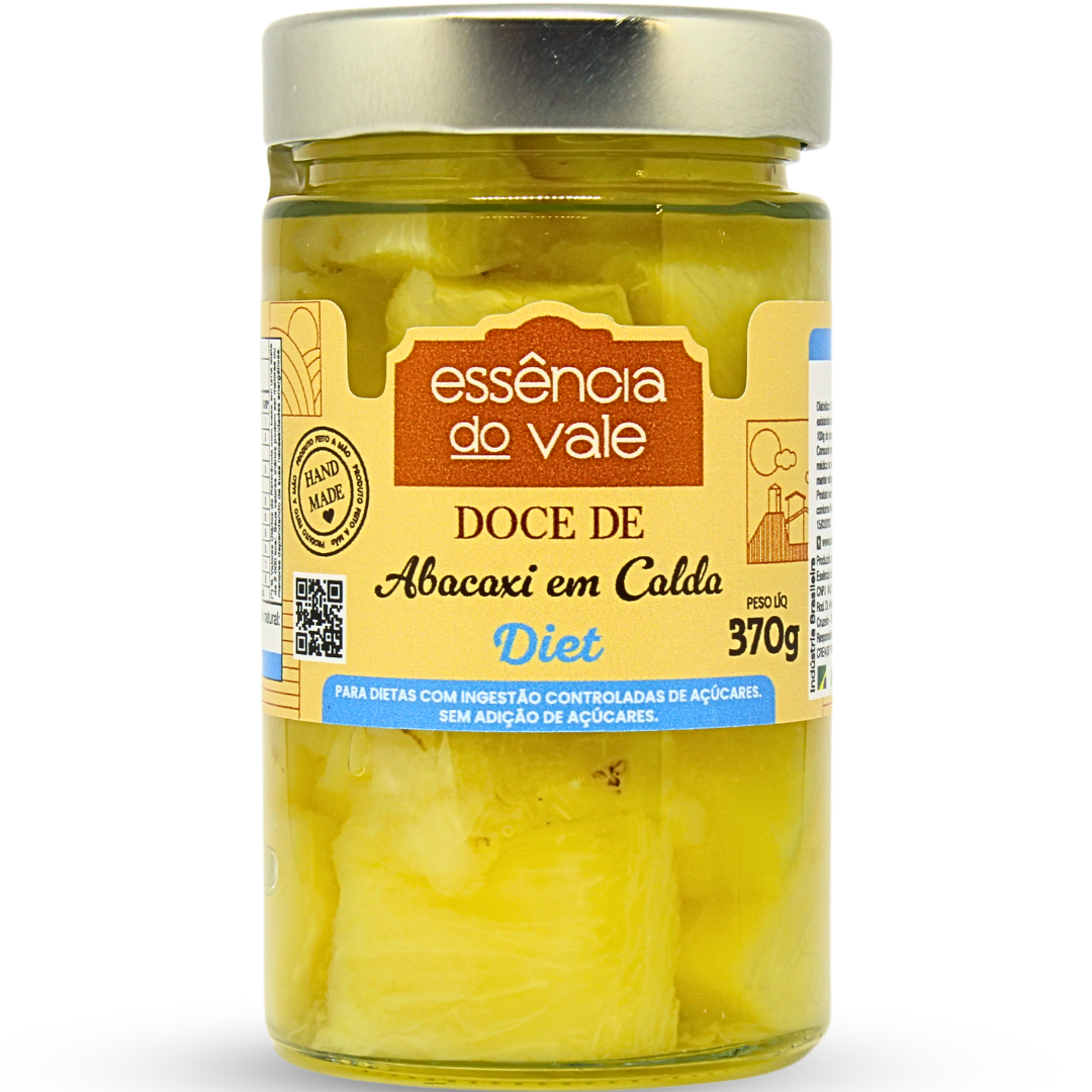 15562412483-abacaxi-em-calda-diet.png Doce de Abacaxi em Calda Diet Sem Adição de Açúcar da Essência do Vale 360g - Imagem 1