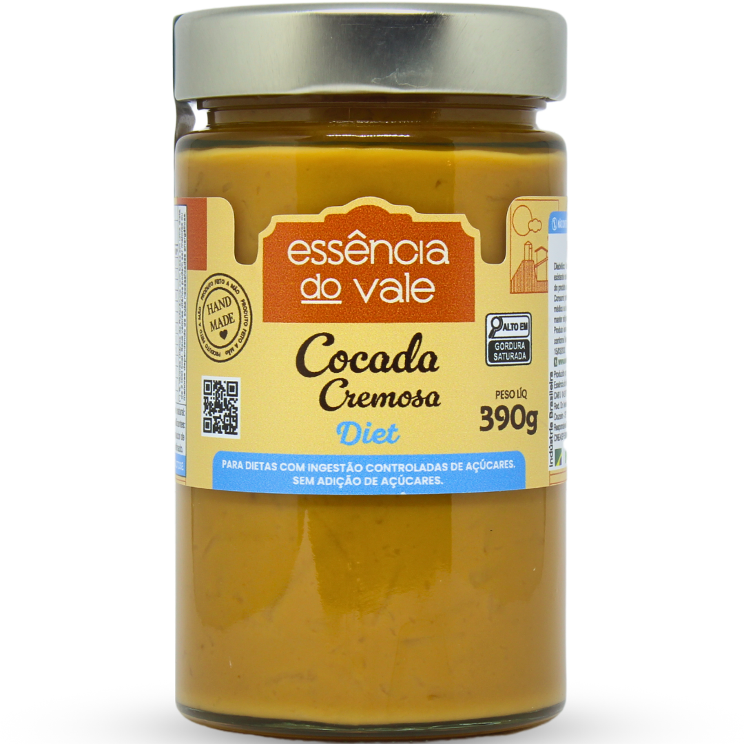 15562413126-cocada-cremosa-diet.png Cocada Cremosa Diet Sem Adição de Açúcar Essência do Vale 390g - Imagem 1